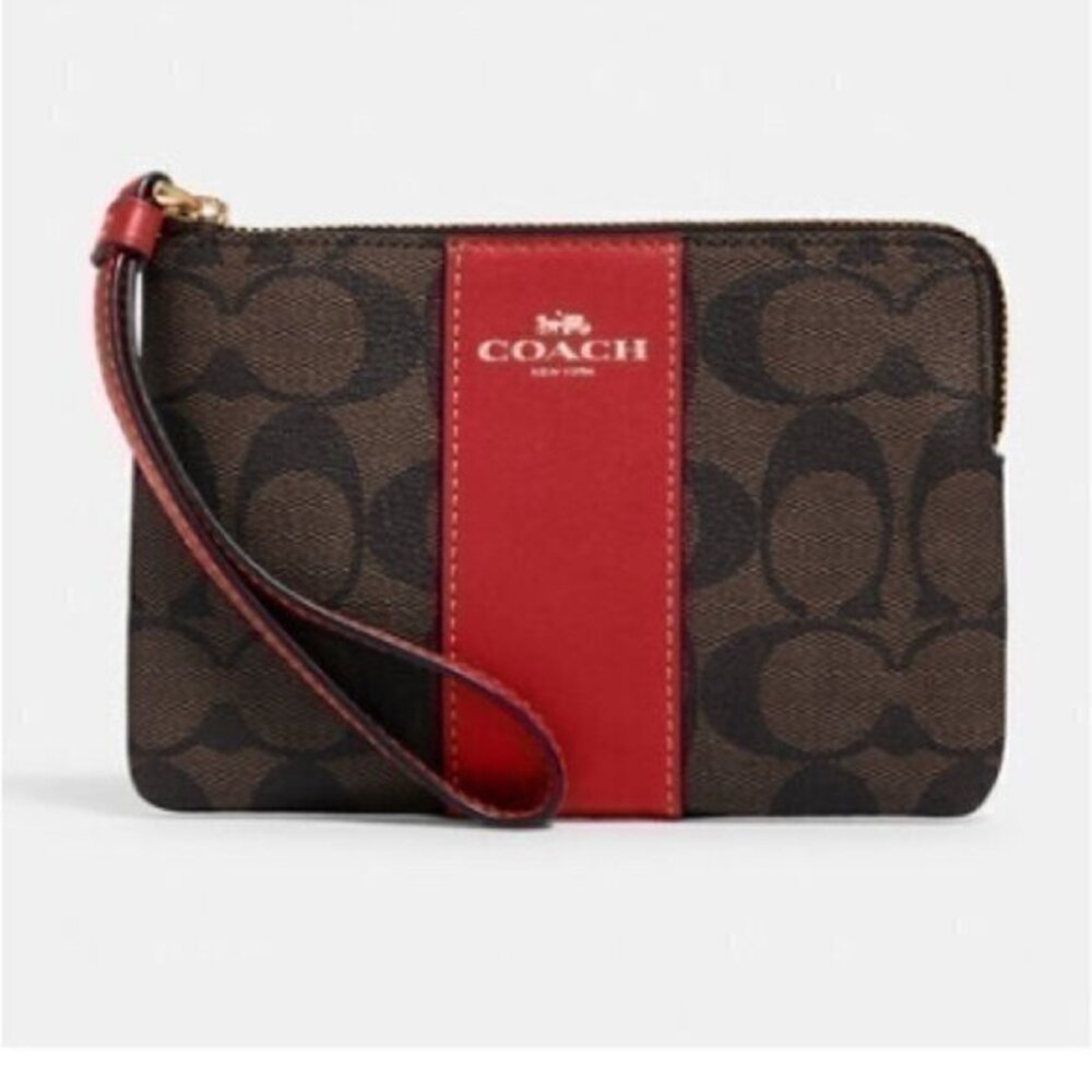 Coach signature coated canvas wristlet